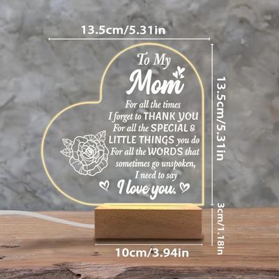 1 Peça Ornamento Luminoso de Acrílico Acessórios para Fotografia, Base USB, Presente para Mãe, Figuras Eu Te Amo