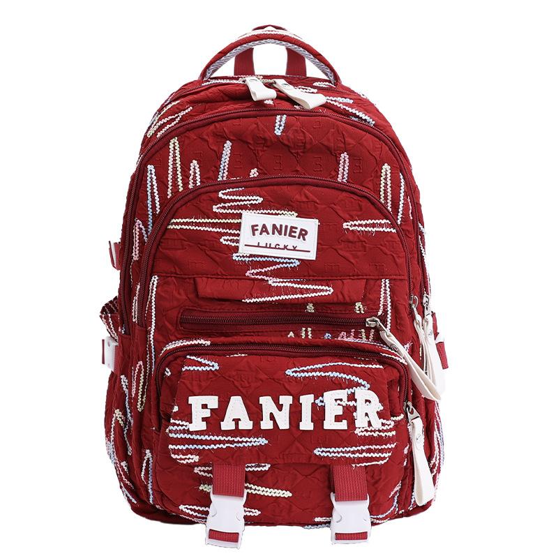 

Multi-layer high-value contrasting college student schoolbag female junior high school student large-capacity backpack light and sweet campus backpack красный