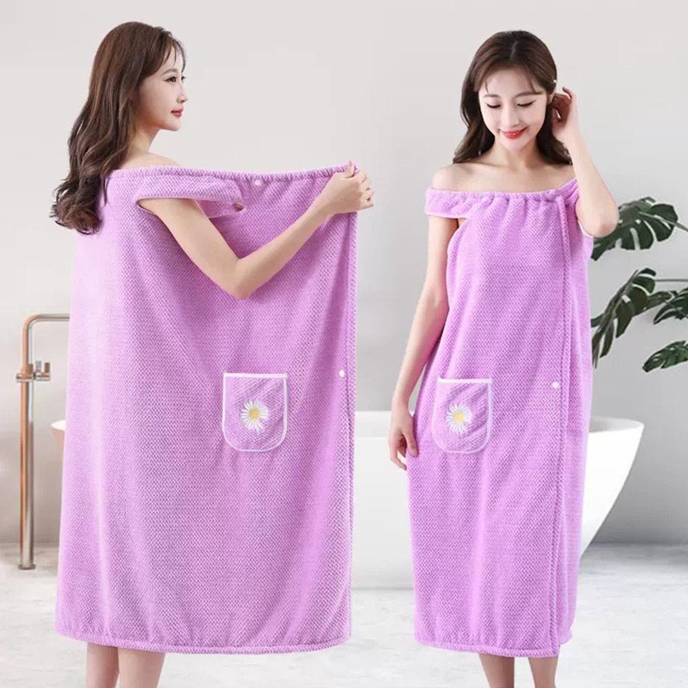 

Long Style Bath Towel Washable Absorb Water Towel New Dry Hair Skirt Women фіолетовий