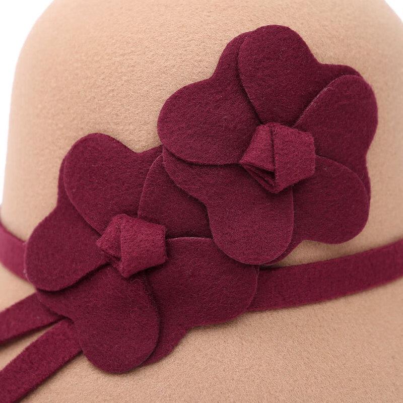 Women's Korean Style Flower Faux Wool Winter Hat