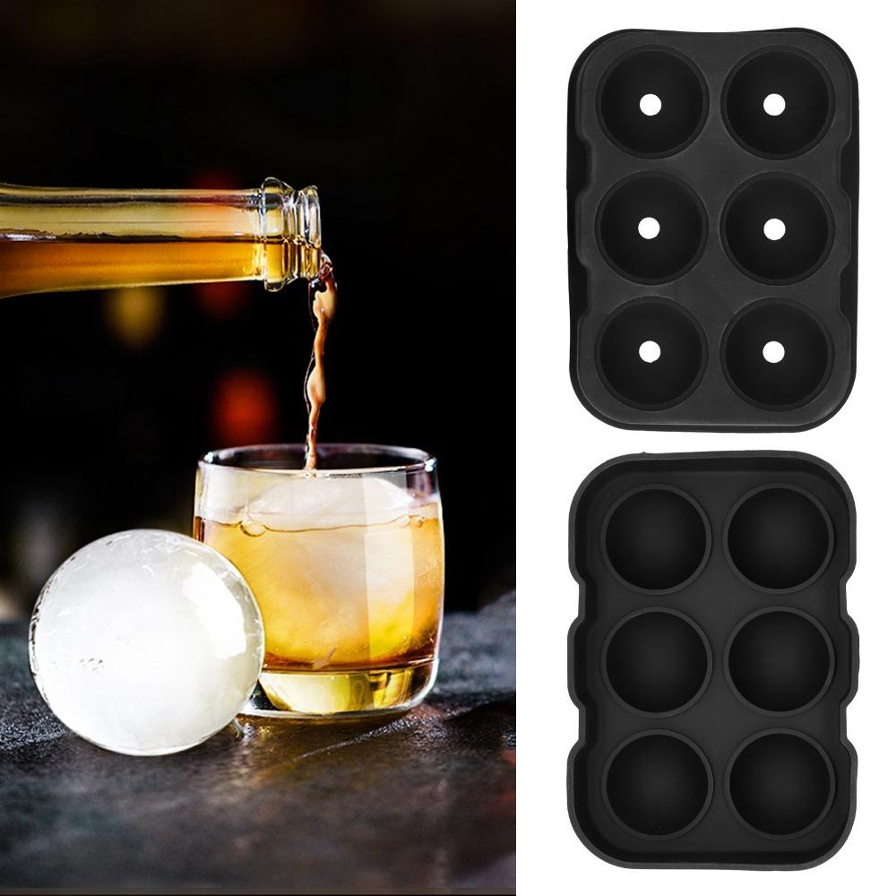 With Lid Sphere Ice Mold 6 Cavity Silicone Ice Cube Tray Reusable Ice Ball Maker Party