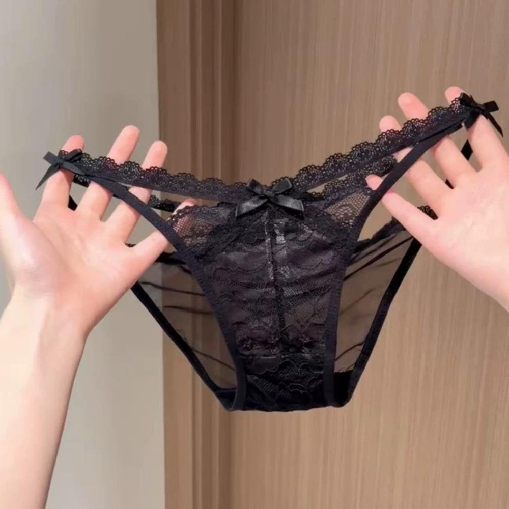 Seamless French Style Briefs Transparent Women Underwear Thin Strap Lace Flower Panties  Girl