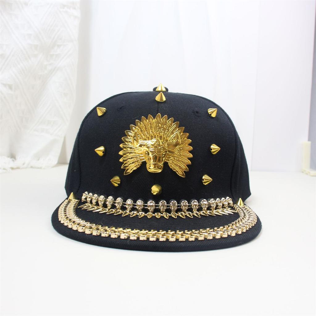 Stylish Rivet Baseball Hat with Adjustable Buckle Duckbill Hat Punk Hip Hop Hat Men Baseball Hat For Party Music Concert