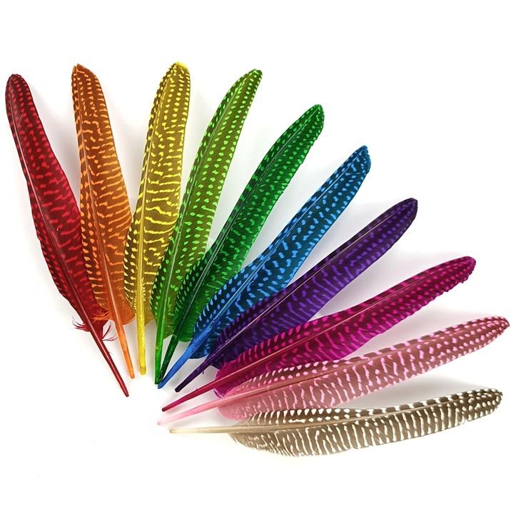 10Pcs/Lot 15-20cm Pheasant Feathers for Crafts Polka Dot Guinea Hen Flank Pearl Feather Headdress DIY Wedding Party Decoration