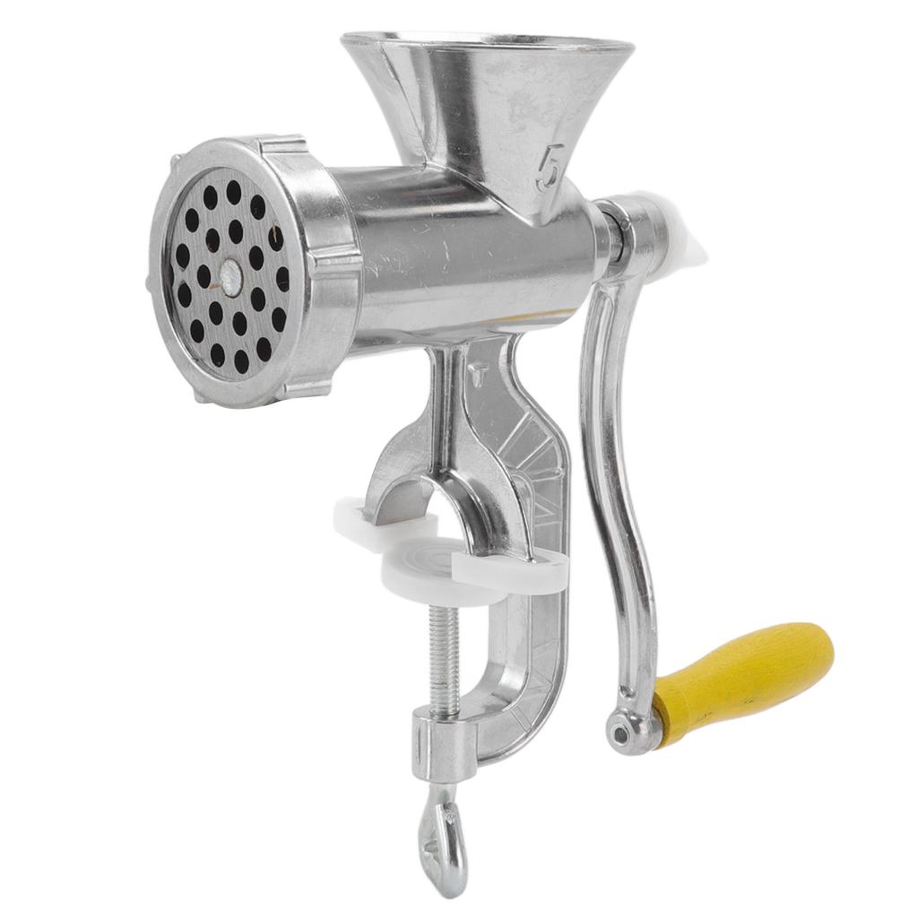 Meat Grinder Small Aluminum Alloy Composite Wood Incisive Blade Silver Manual Meat Stuffer Sausage Maker for Beef Pork