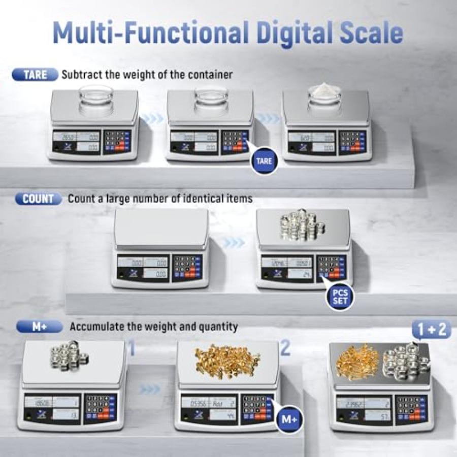 Industrial Counting Scale 30kg/66lb x 0.1g Precision Bench Scale Digital Inventory Counting Weight Scale for Small Parts and Co