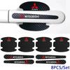 8pcs Carbon Fiber Car Door Bowl Sticker Handle Decal for Mitsubishi Ralliart Lancer ASX Pajero Eclipse Delica EVO Grandis Galant