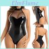 Ladies Sexy Interesting Skinny Hollow Rope Leather Bodysuit Set