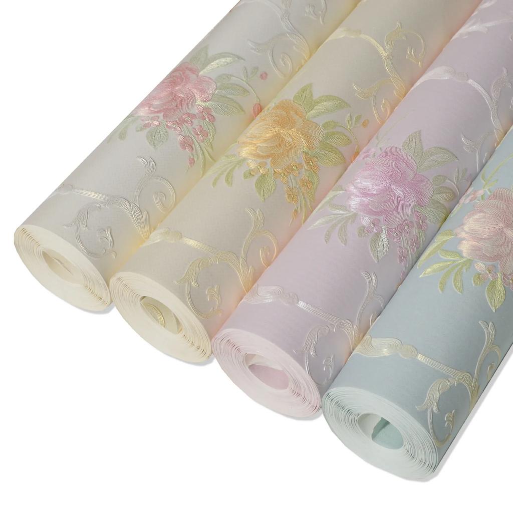 3d Wallpaper Self Adhesive Flower Sticker Pink Floral Bedroom Living Room Tv Background Wall Paper Roll Contact Wallpapers