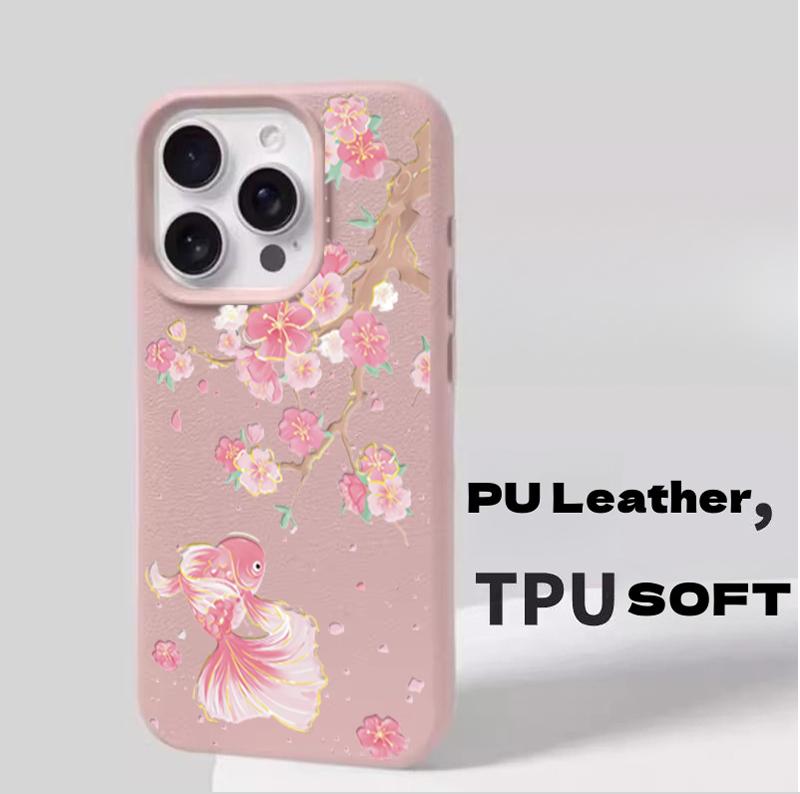 Flower Phone Case For iPhone 17 Pro Max Case iPhone 16 14 13 15 11 12 17 Pro Max Plus 16e Shockproof Soft Leather Cute Cover