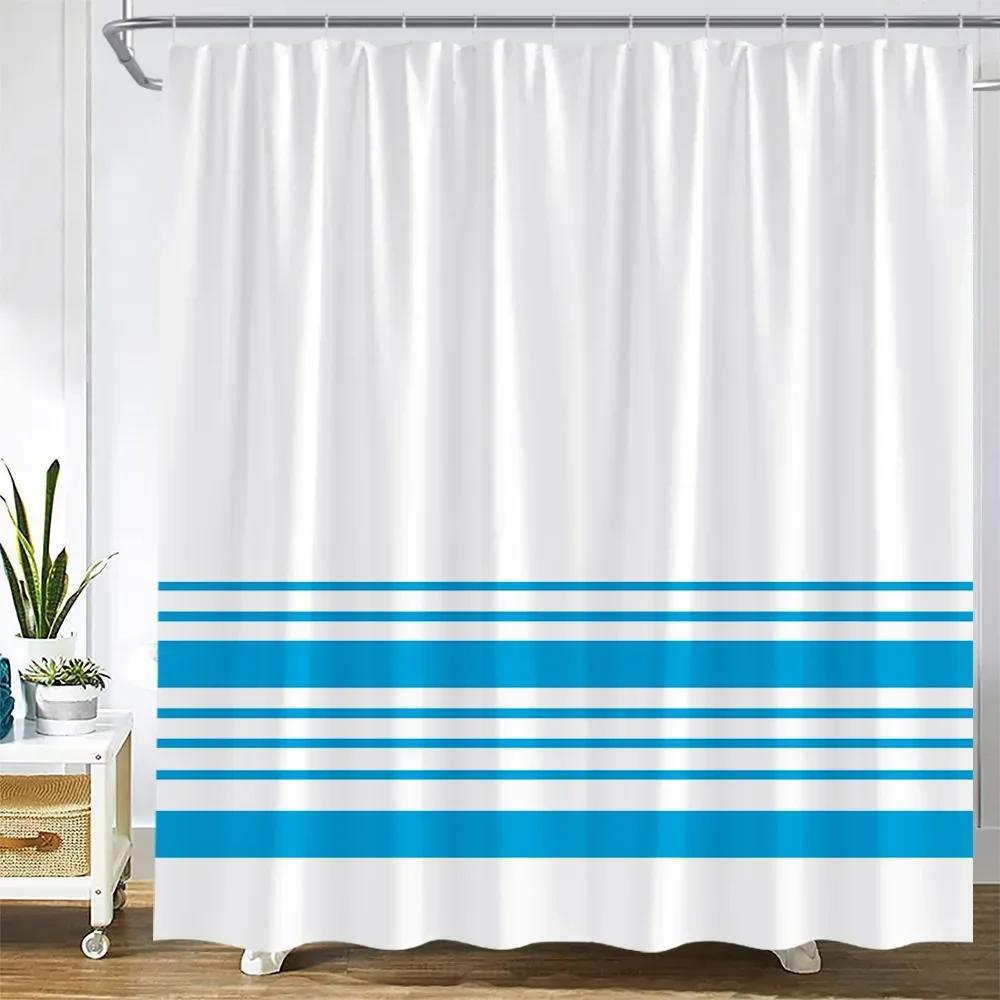Black And White Striped Shower Curtain Creative Simple Line Geometric Bath Curtains Modern Fabric Print Home Bathroom Decor Sets