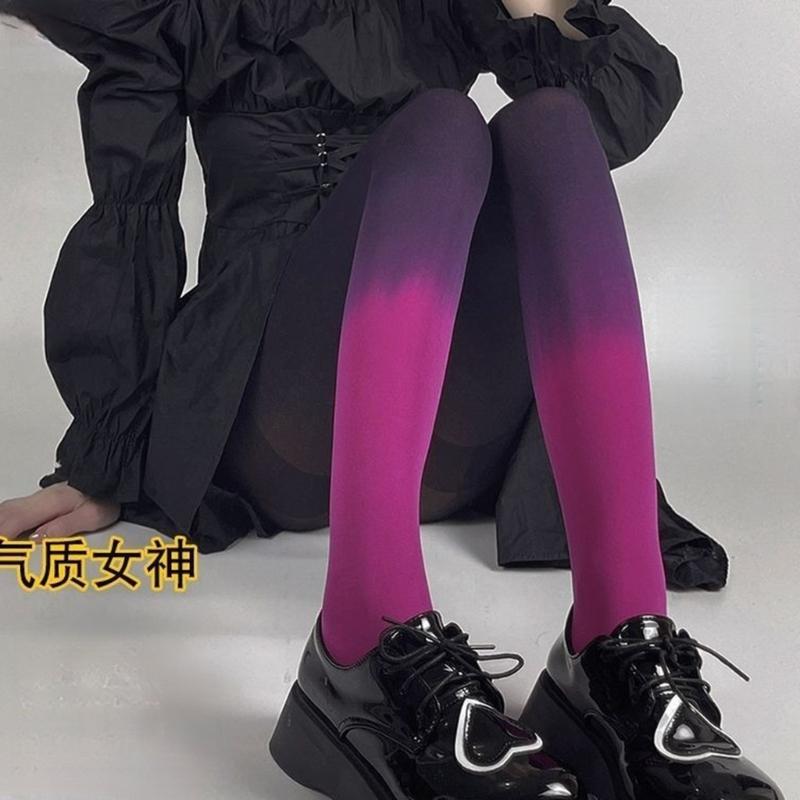 Women's Sheer Tights Control Top Pantyhose Rainbow Gradients Tights,High Waist Pantyhose Thigh High Stockings Hosiery