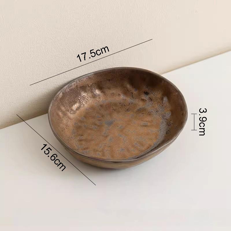

Винтажная ржавая глазурованная керамическая обеденная тарелка Фруктовая тарелка Десертные тарелки Суши-тарелки Паста-тарелки Избранная посуда для ресторана
