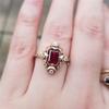 Vintage Geometric Square Red Crystal Rings for Women  Gold Plated Star Moon Engagement Wedding Gift Jewelry Accessories