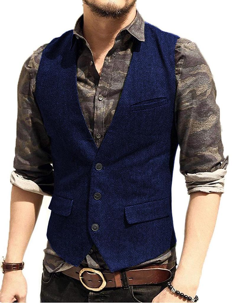 Men's Slim Fit Single-Breasted Casual Vest - Ideal for Groom and Groomsmen