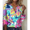 QICED Women's Fashion Casual Long Sleeve V Neck Blouses & Shirts
