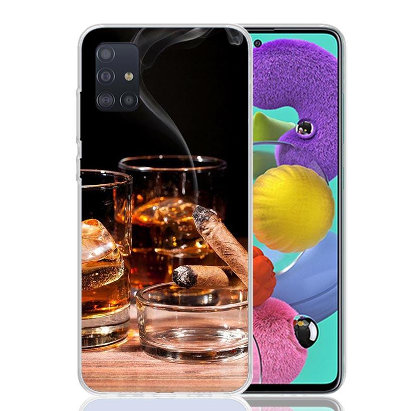 Cigar Whiskey Ice Drink Phone Case For Samsung Galaxy A52 A32 A22 A12 A02S A50S A30S A51 A31 AA71 Note 20 Ultra 10 S10 Plus Gala