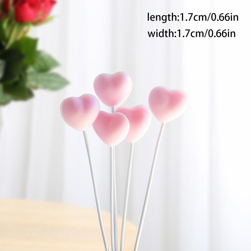 5/10pc Valentine's Day Cake Toppers Sweet Red Pink Heart Shape Cupcake Picks Valentines Wedding Engagement Party Cake Decoration