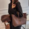 Litchi Pattern Soft Leather Tote Bag For Women Casual Large Capacity Shoulder Bag With Short Handles For Work And Daily Use