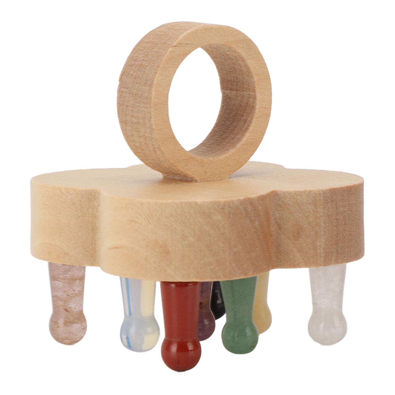 

Массажер для кожи головы, деревянный камень, релаксация, полированные зубы, эргономичный портативный инструмент для массажа кожи головы разноцветный