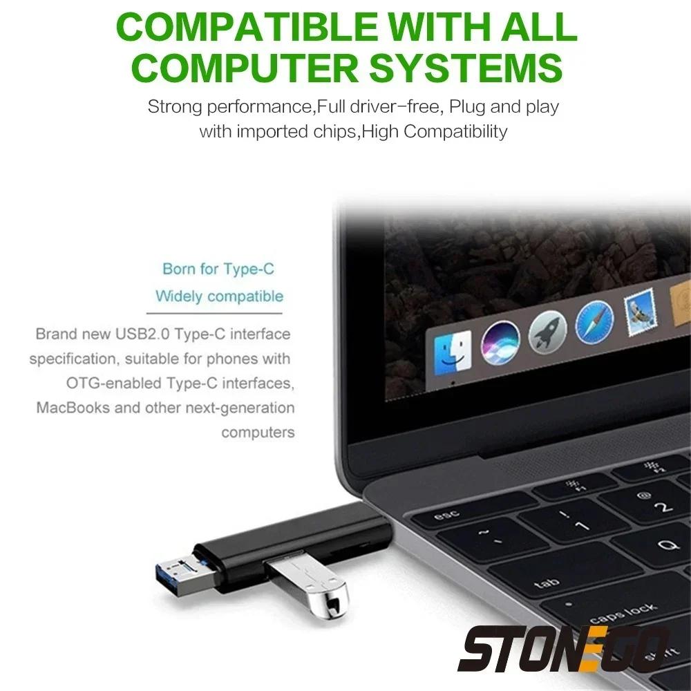USB Type C Micro USB OTG Card Reader 5in1 Multi Function Portable Adapter Expand Storage for Memory Cards