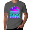 Miami Beach Delphin Retro T-Shirt Basic Normale Passform Freizeit-T-Shirt