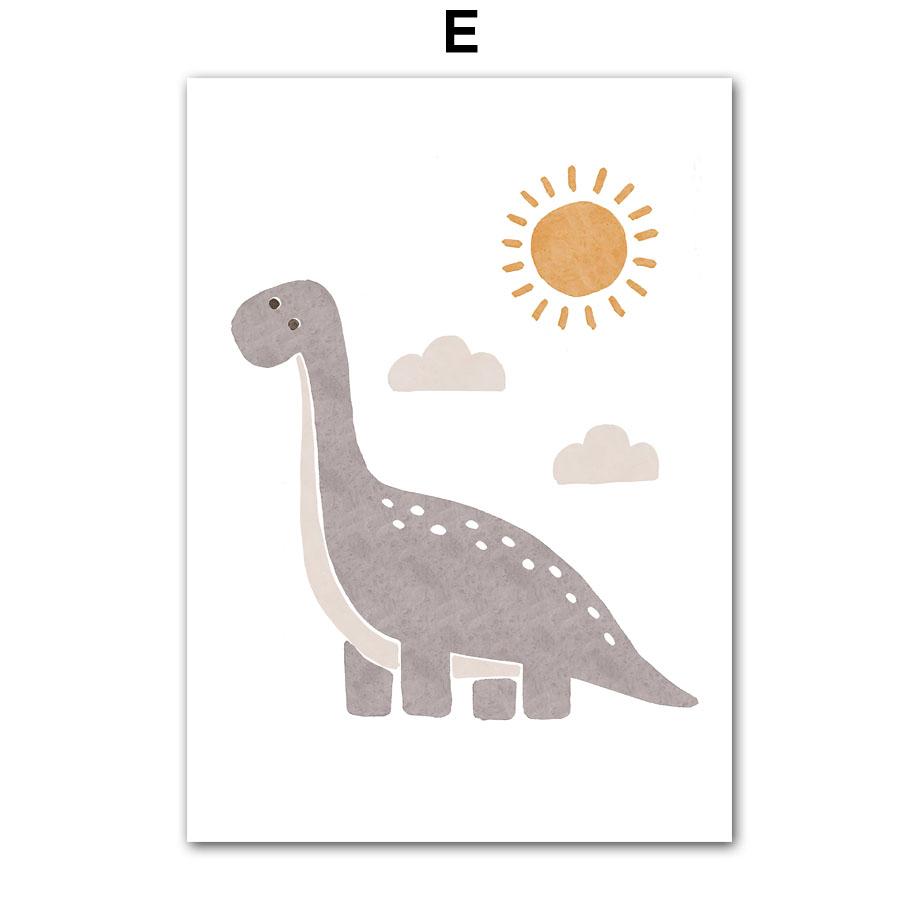 Wandkunst Kinderzimmer Dekoratives Poster Cartoon Neues Baby Dinosaurier Süßes Herz Alphabet Kindergarten Leinwand Malerei Druck Wandbild