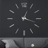 DIY Large Number Wall Clock 3D Mirror Sticker Modern Home Office Decor Art Decal