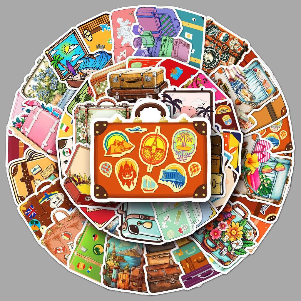 50 Retro Suitcase Stickers: Colorful Cartoon Graffiti, Waterproof Decor for Laptop, Water Bottle, and Notebook