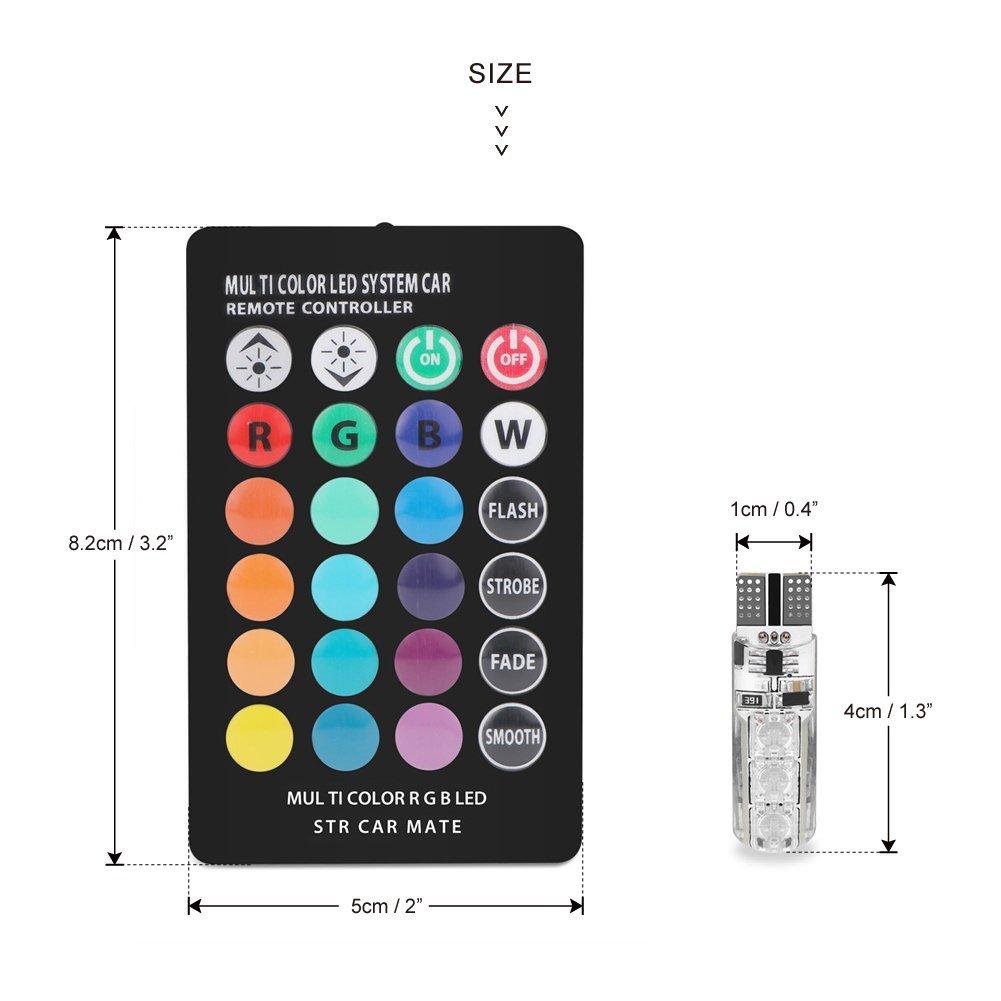 2Pcs Remote Control Car T10 5050 6LED RGB Clearance Light Silica Gel Bulb Lamps