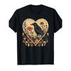 Raven Heart Floral Cottagecore Graphic Tee Men's Vintage Black Crow Print Relaxed Fit Casual T-Shirt - Men's Summer Cotton Gr...