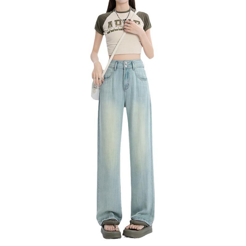 Tencel Soft Denim High Waist Nostalgic Blue Wide Leg Women's Jeans, Summer 2025