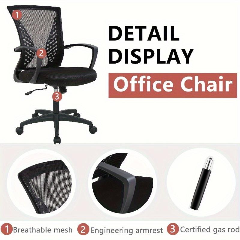 Modern Ergonomic Mesh Office Chair with Adjustable Height, 5-Wheel Swivel Base, Comfortable Desk Chair for Home, Study