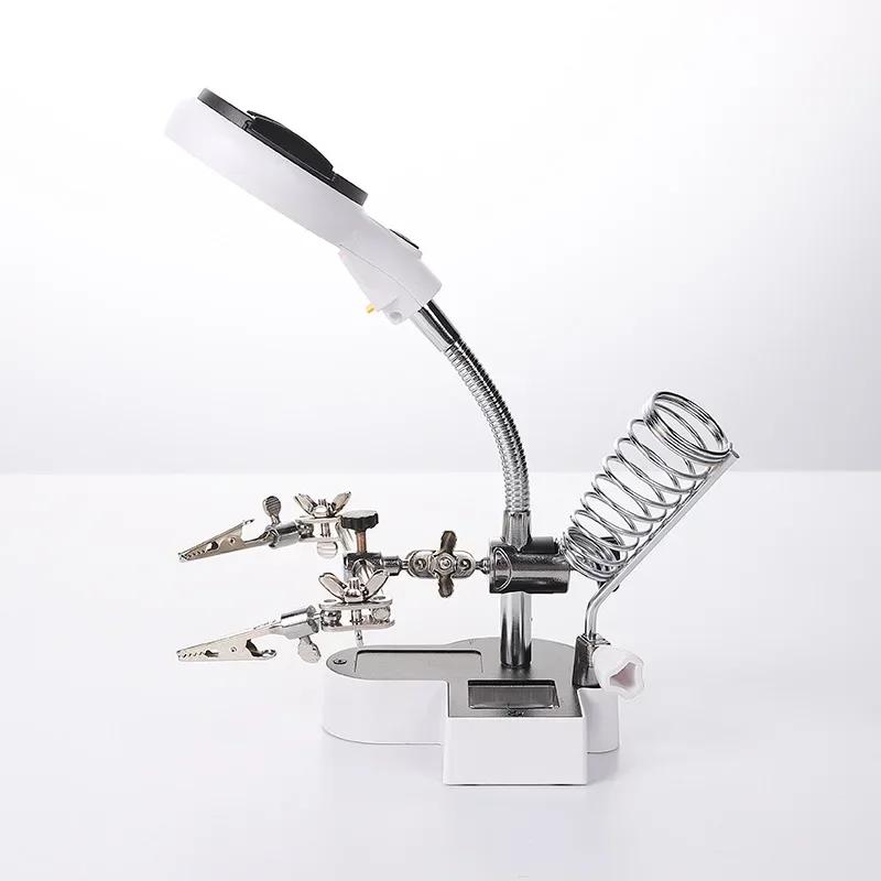 4.5x 11x Welding Auxiliary Clip Magnifier Helping Hands Soldering Magnifying Glass With Led Lights For Repair Work