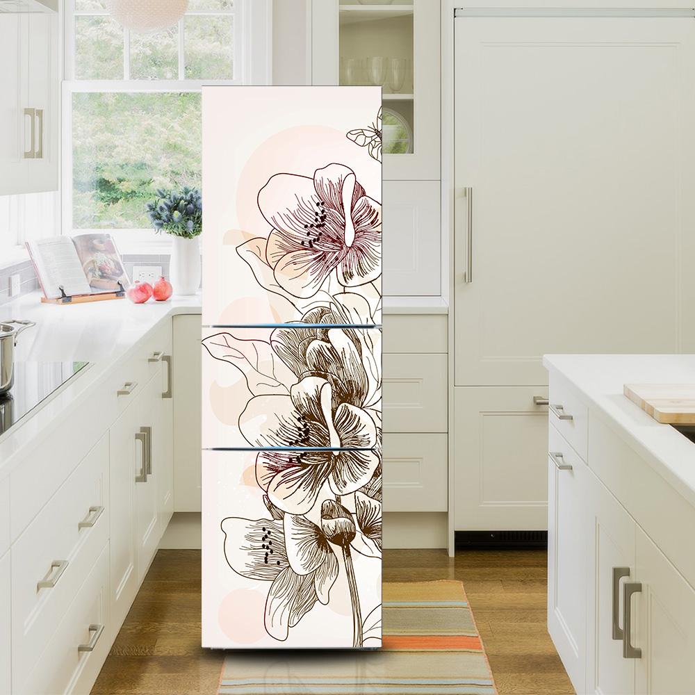 Refrigerator Wallpaper Vinyl Sticker Rose Sea Landscape Cat Fridge Door Decal Self-adhesive Kitchen Decor Wardrobe Furniture Renovation Poster