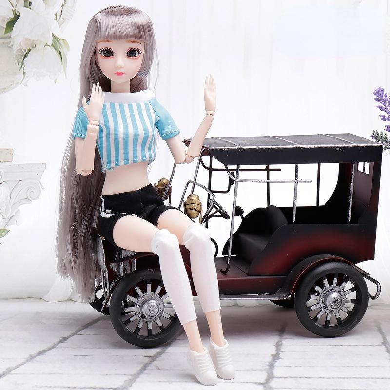 30CM Mini Bewegliche 20 Gelenk Puppe Mädchen Spielzeug 3D Große Augen BJD Prinzessin Volle Outfits Kleider Sammlung Kinder puppe Geschenk