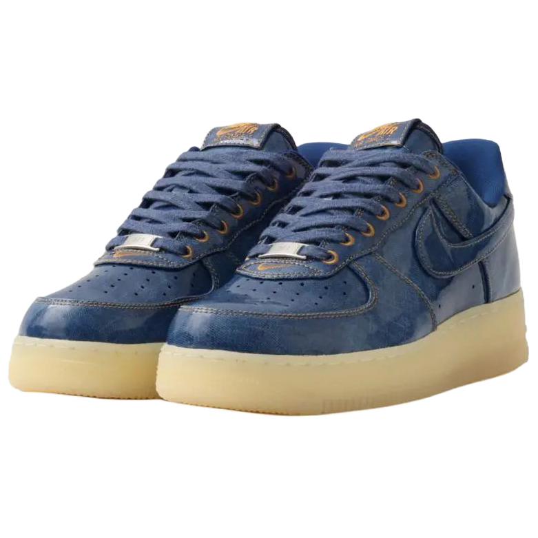 Nike Scarpe da Ginnastica Uomo Air Force 1 Low in Pelle Verniciata e Denim Blu IM5757-400