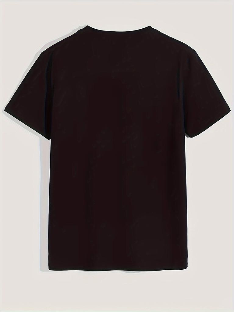 European sizes Men's Patriotic Deer Print T-Shirt, Crew Neck Short Sleeve Regular Fit, Casual Style