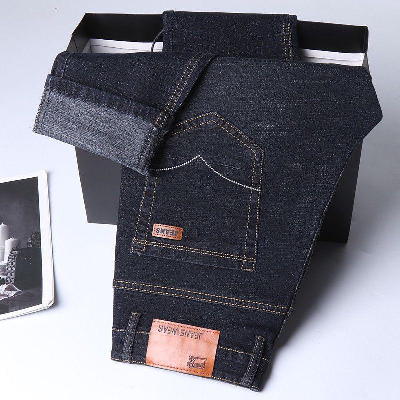 New Men's Autumn/Winter Stretch Jeans: Versatile, Thickened Denim Trousers for Business and Casual Wear.