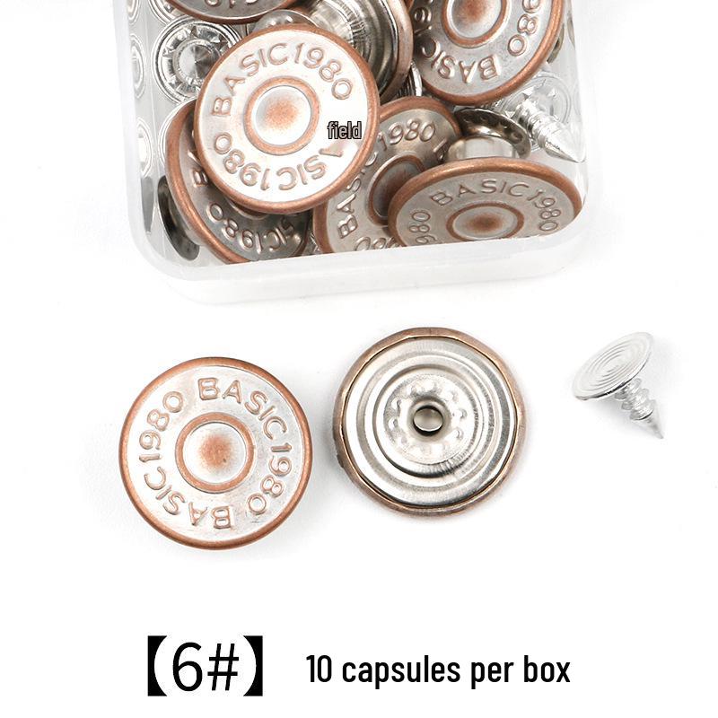 Metal Tack Buttons for Denim Jackets, Overalls, and Clothing - Men's, Women's, and Children's Apparel.