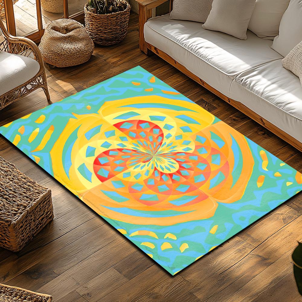 Colorful Abstract Area Rug Modern Geometric Carpet Living Room Decor Non Slip Floor Mat Home Decor Indoor Outdoor Accent Rug