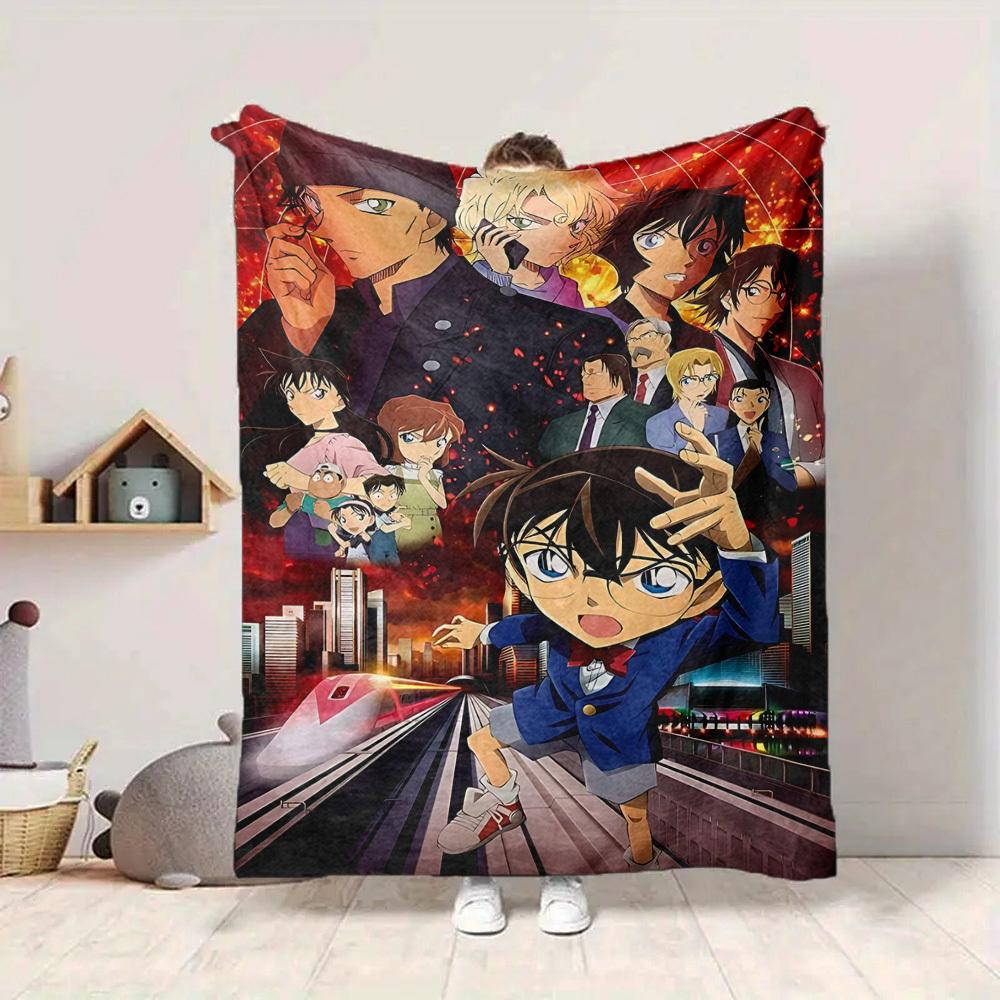 1pz Coperta Morbida e Calda in Flanella Detective Conan, Coperta Plaid Multiuso per Divano, Poltrona, Ufficio, Letto, Campeggio, Viaggio