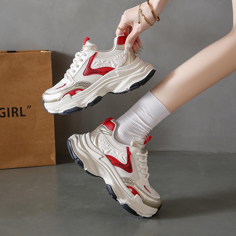 Thick Soles High Height Summer Women's Shoes with Round Toe Straps Sneakers Retro Breathable Mesh Casual Shoes Zapatillas Mujer