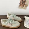 Damen Retro Low-Top Sneaker Color Block Schnürung Lässige Trainer Atmungsaktive Flache Schuhe für den täglichen Gebrauch