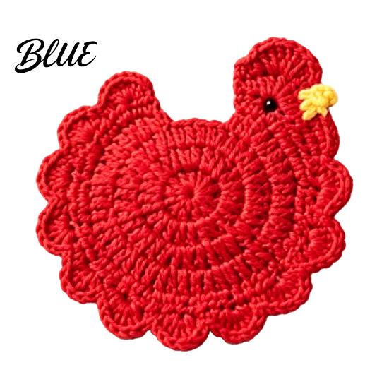 Cozy Home Afternoon Tea Decor Handmade Crochet Hen Coasters for Drinks Cute Cartoon Yarn Cup Mats Heat Decorative Kitchen Accessories Resistant