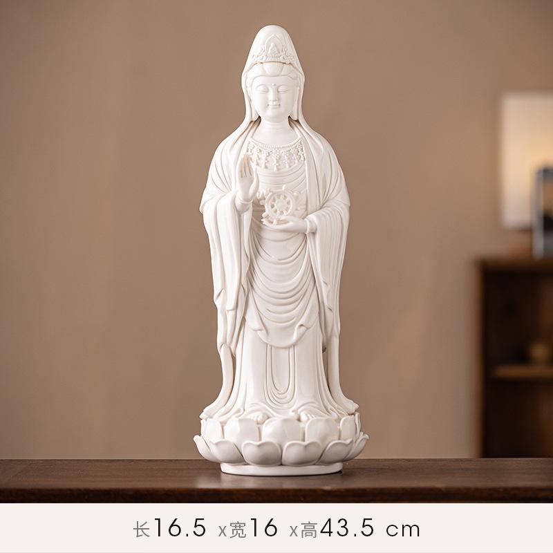 Chinese feng shui ceramic Nanhai Guanyin Bodhisattva statue standing Figure, great Compassion and mercy Guanyin Bodhisattva whit