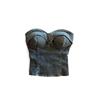 Spicy Girl Retro Denim Bandeau: Summer 2025 Sweet & Cool One-Shoulder Crop Top