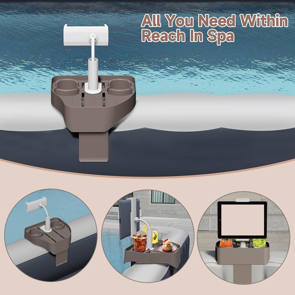 3-in-1 Adjustable Cup Holder Phone Holder for Outdoor Inflatable Pools/Spas, Hot Tub Caddy Drink Tray, Must Have Pool Accessory