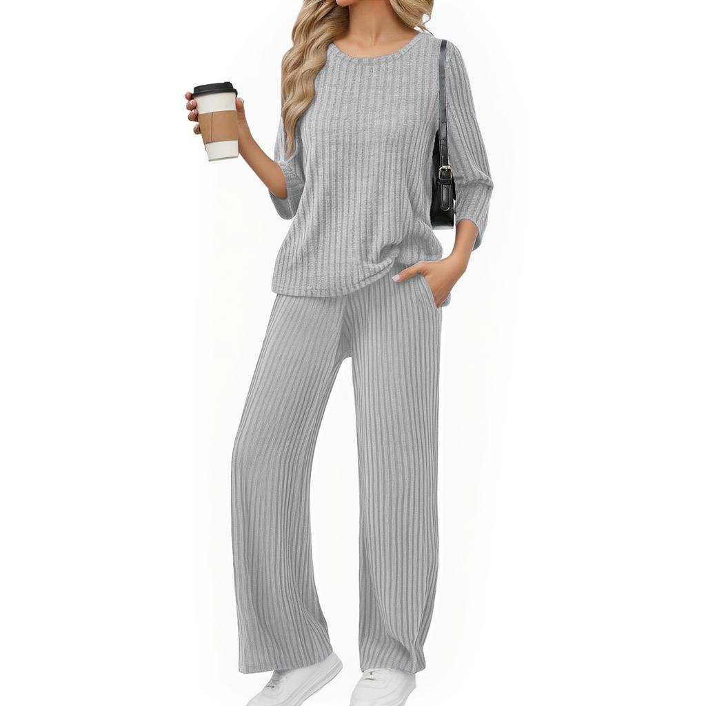 Women's Casual Fashion Comfortable Tops And Pants Home Pajamas Set