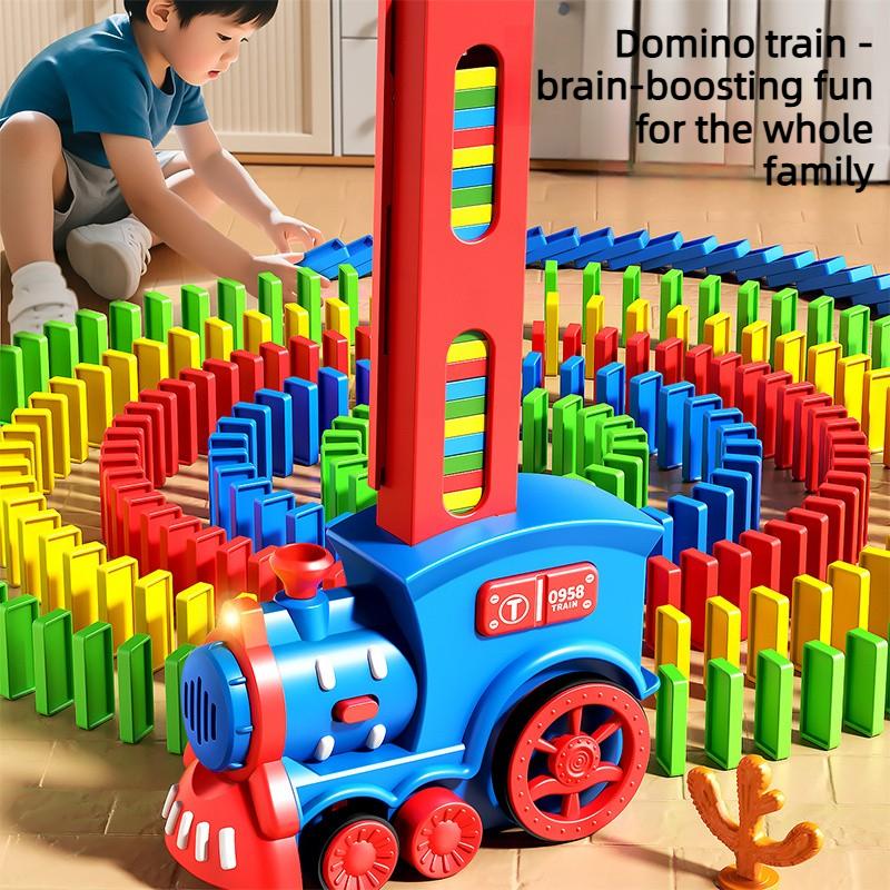 Electric Train Dominoes Toy, Educational Building Block Toy, Automatic Card Dealer, Children's Toy